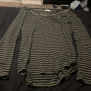 green and black striped  long sleeve shirt